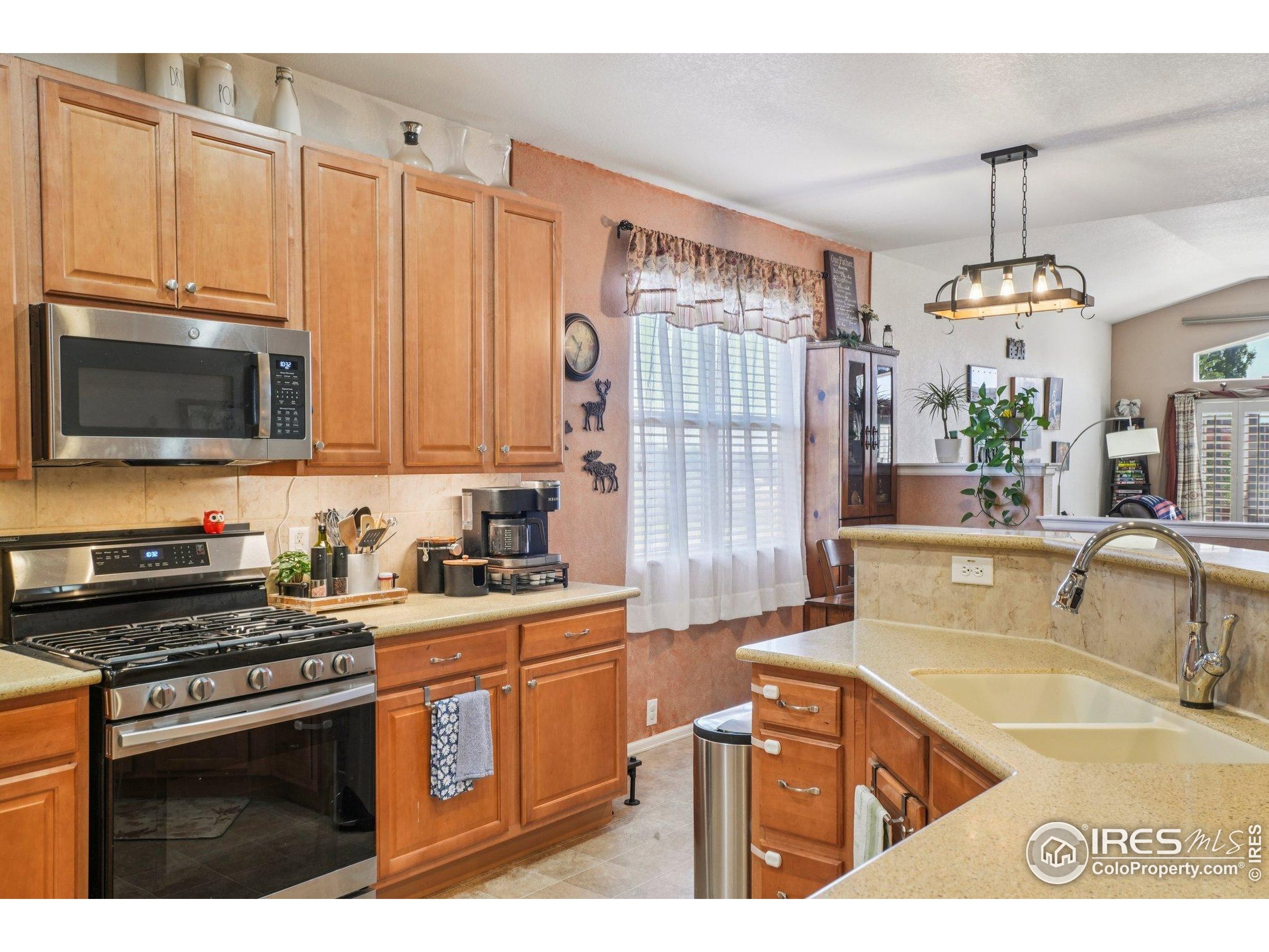 256 Homestead Way Brighton, CO 80601 - Photo 6 of 42 a kitchen with a sink stove and microwave