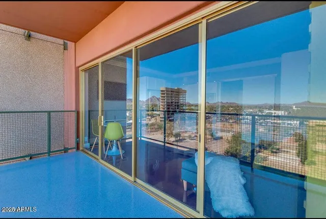 a view of ocean from a balcony