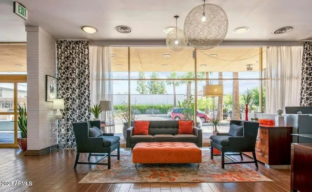 a living room with furniture