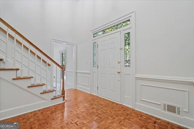 a view of an entryway with staircase