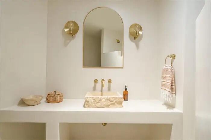 4622 Avenida La Mirada Joshua Tree, CA 92252 - Photo 17 of 22 a bathroom with a sink and a mirror