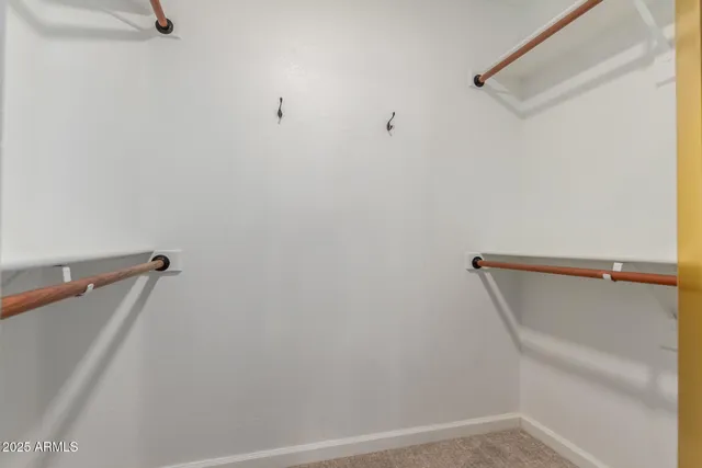 a view of small space with racks on the wall