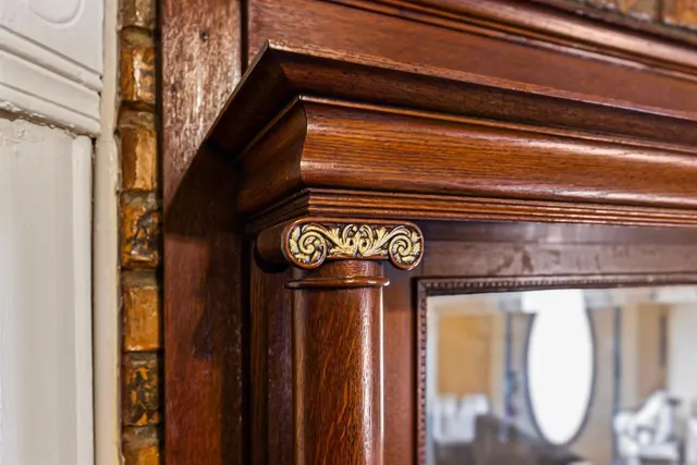 a close view of sink and a mirror