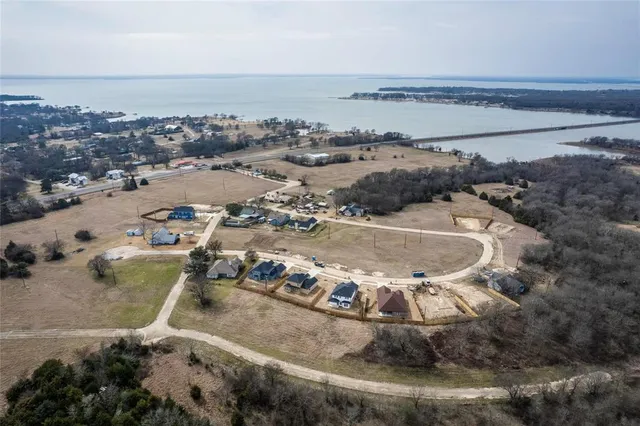 a view of a lake with a city view
