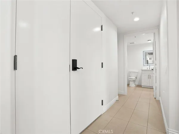 a bathroom with a shower and a toilet