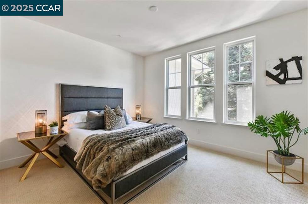 1000 Dewing Avenue, Unit 301 Lafayette, CA 94549 - Photo 17 of 20 a bedroom with a bed and a potted plant on the dresser
