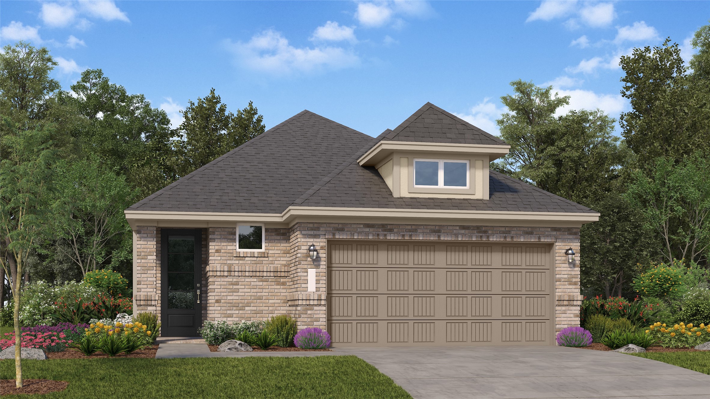 front view of a house with a yard