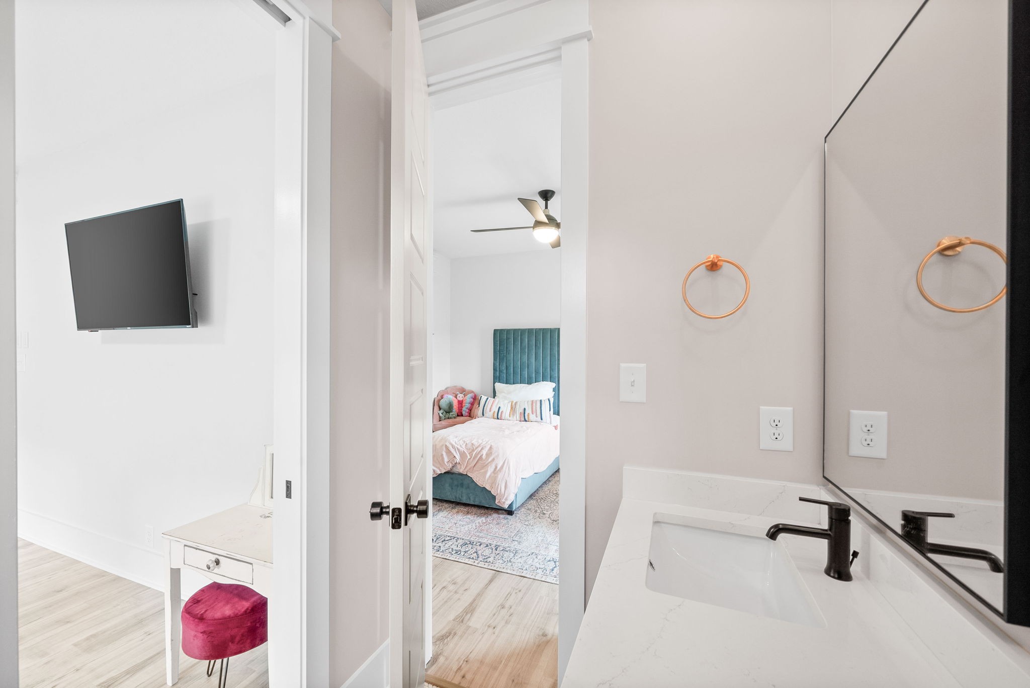 2480 Jarrell Ridge Road Clarksville, TN 37043 - Photo 45 of 69 a bedroom with a bed and a chandelier