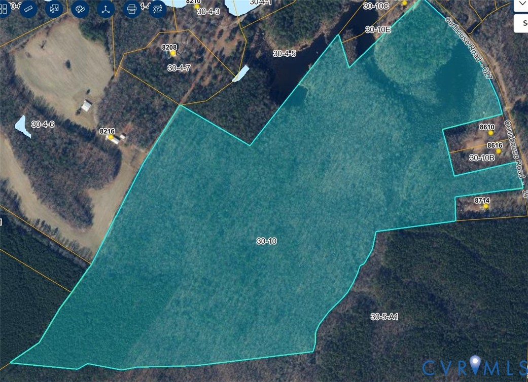 0 Courthouse Road Church Road, VA 23833 - Photo 2 of 2 Property Parcel Map. Illustrating the boundaries a