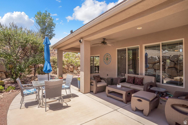 1587 Whitestone Drive St. George, UT 84790 - Photo 21 of 36 Spacious covered patio featuring a concrete surface and a ceiling fan