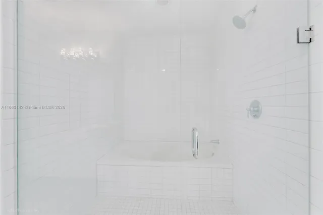 a close view of a bathtub in bathroom