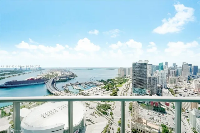 a view of a city skyline from a balcony