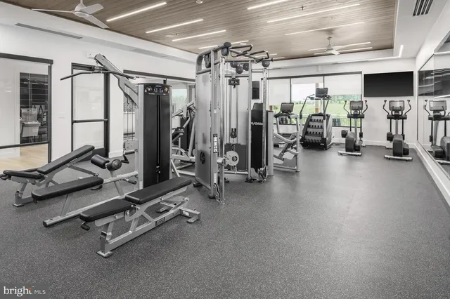 a view of a room with gym equipment