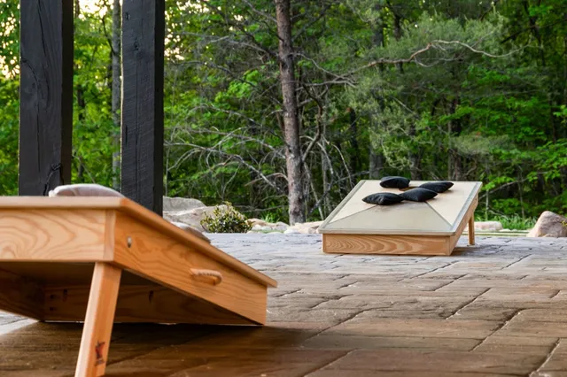 a view of a swimming pool with a patio