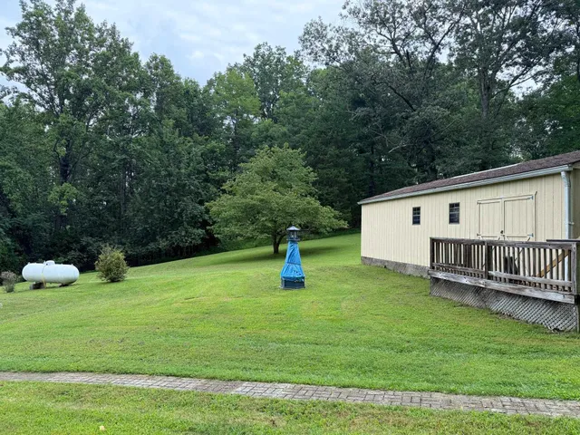 a backyard of a house with lots of green space