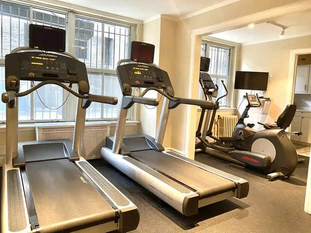 a room with gym equipment