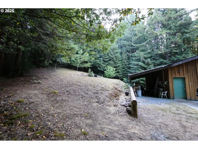 a backyard of a house with lots of green space