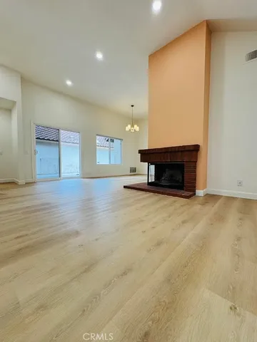 an empty room with a door