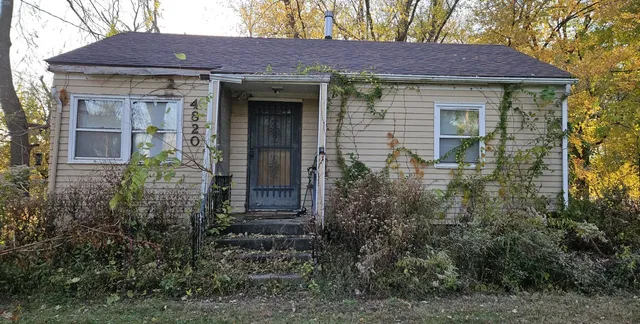 a view of a house with potted plants