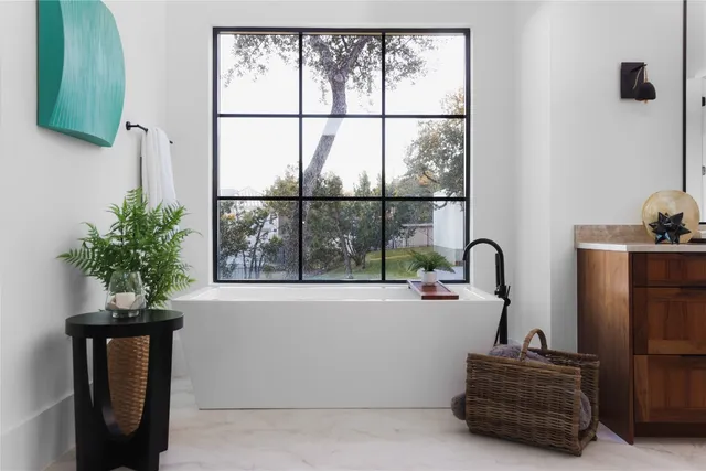 an empty room with windows