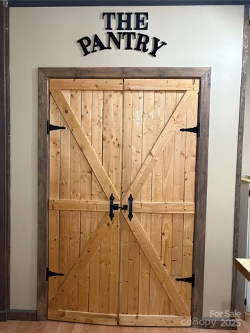 a living room with a bed