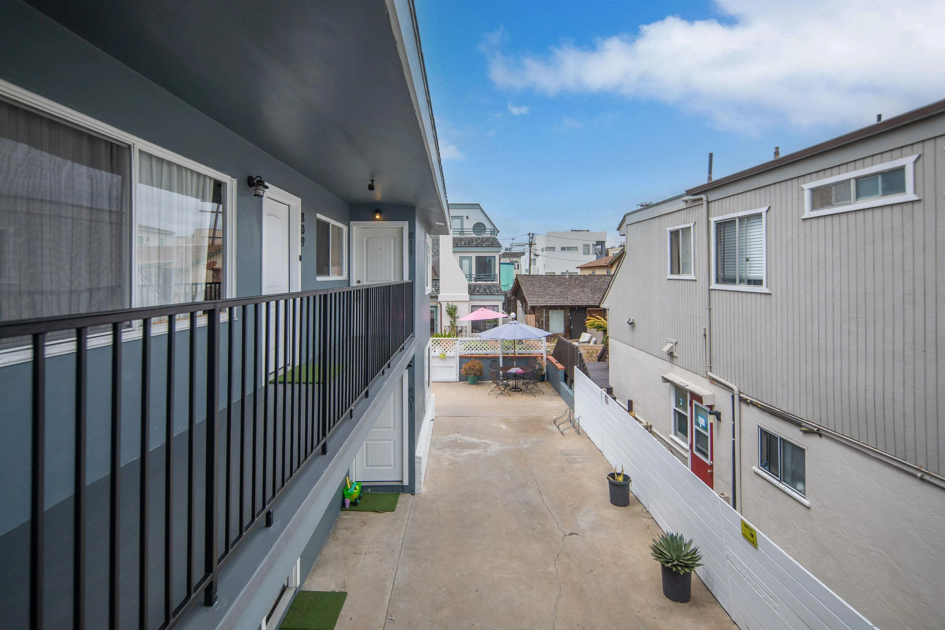 801-809 Liverpool Court San Diego, CA 92109 - Photo 21 of 24 a view of a balcony with car parked