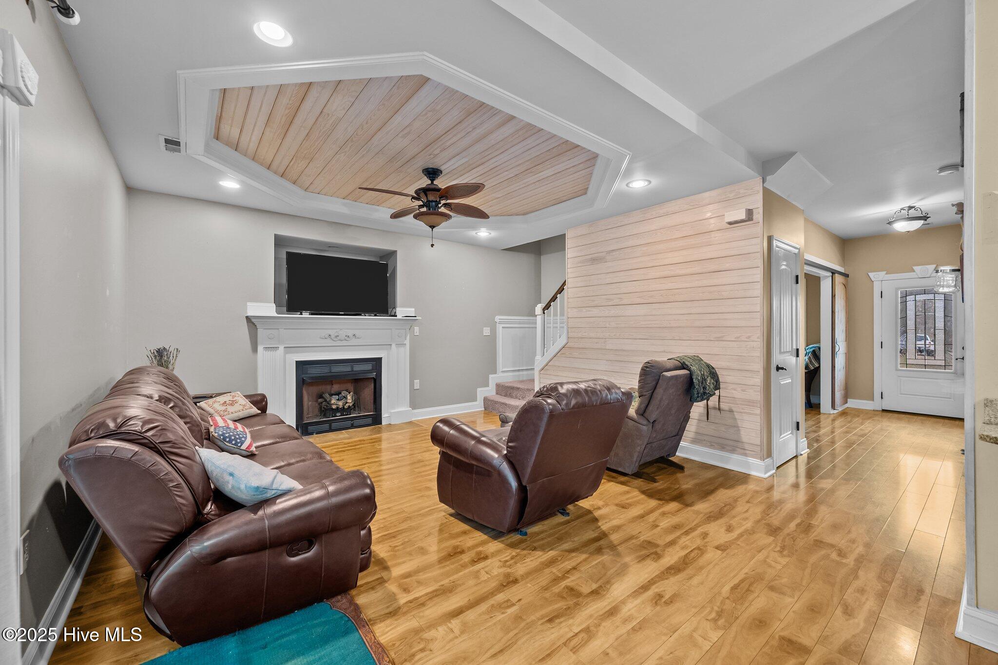 Living Room with tongue n' groove accents