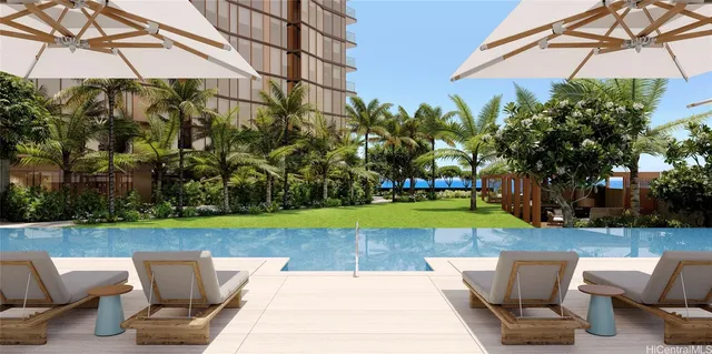 a view of a swimming pool with a patio