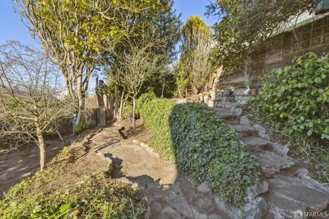 an outdoor space with furniture