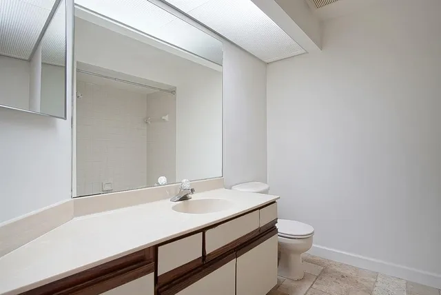 a bathroom with a sink toilet and vanity
