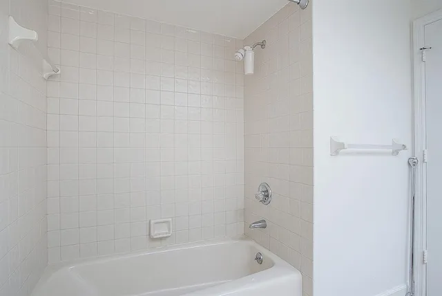 a bathroom with a bathtub