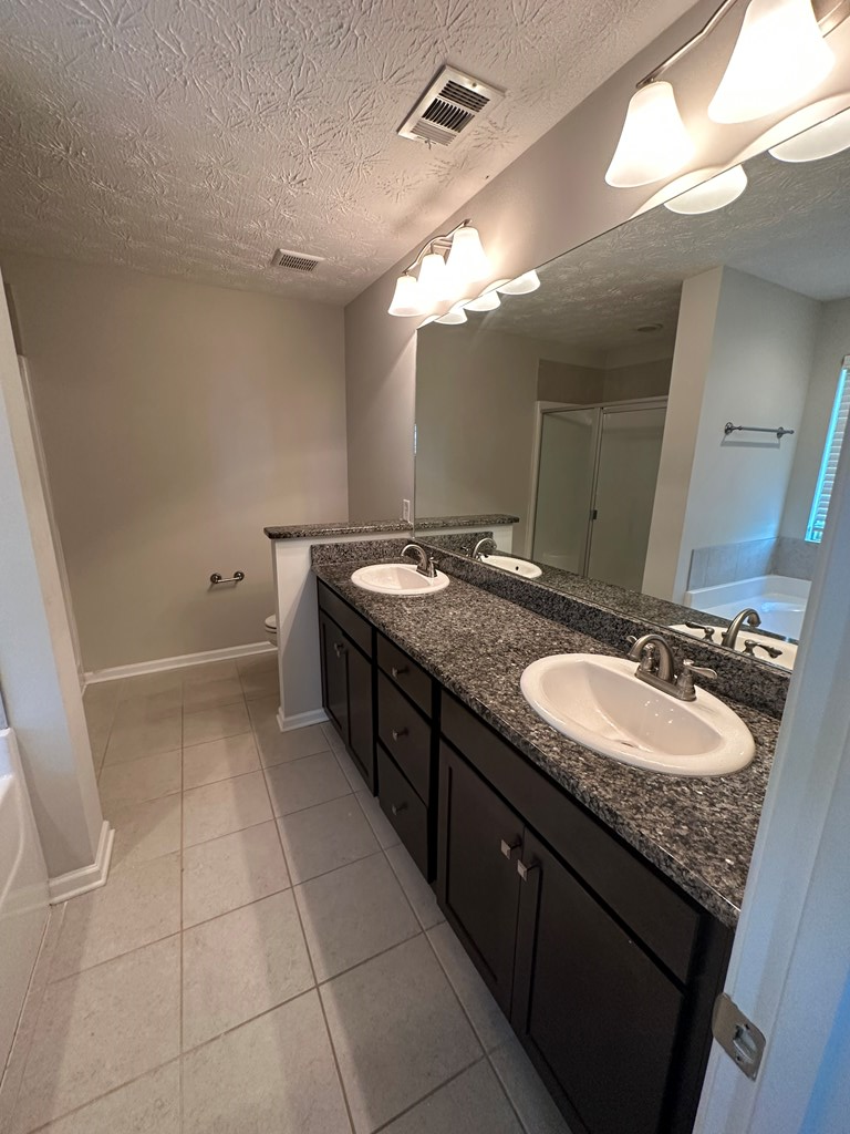 6008 Townes Way Columbus, GA 31909 - Photo 14 of 22 a bathroom with a granite countertop sink and a mirror