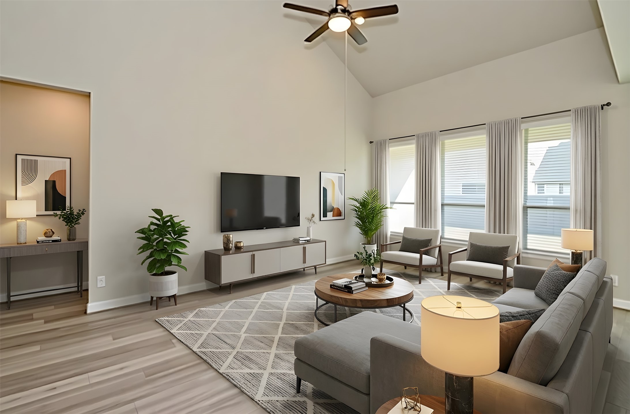 338 Summer Landing Court Rosenberg, TX 77469 - Photo 15 of 50 Virtually Staged High Ceiling Family Room