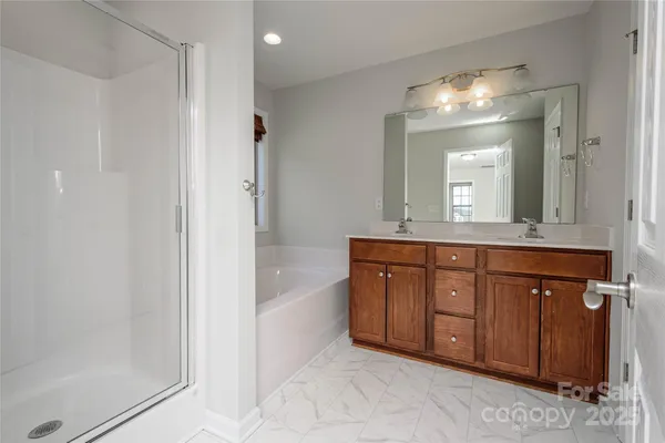 a bathroom with a bathtub shower and a sink