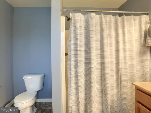 a white toilet sitting next to a shower curtain