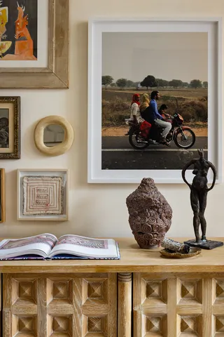 a room with a table and chairs