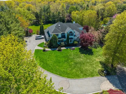 an aerial view of a house
