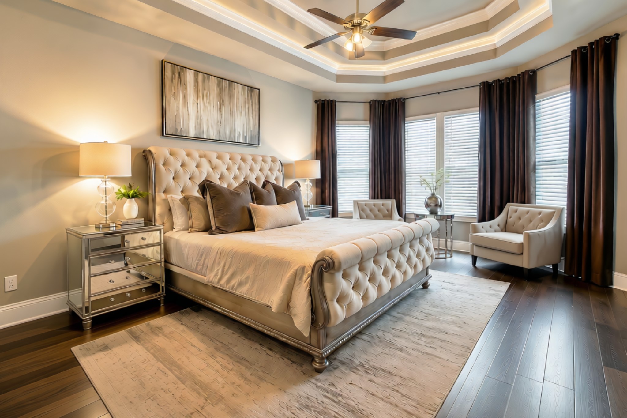 1907 Sapphire Pines Lane Rosenberg, TX 77469 - Photo 15 of 43 UNWIND IN THE SPACIOUS PRIMARY SUITE FEATURING A BEAUTIFUL DECORATIVE CEILING.