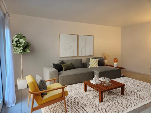 a living room with furniture