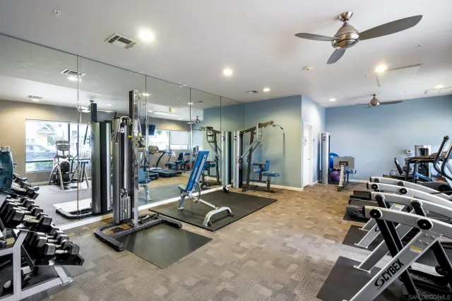 a view of a room with gym equipment