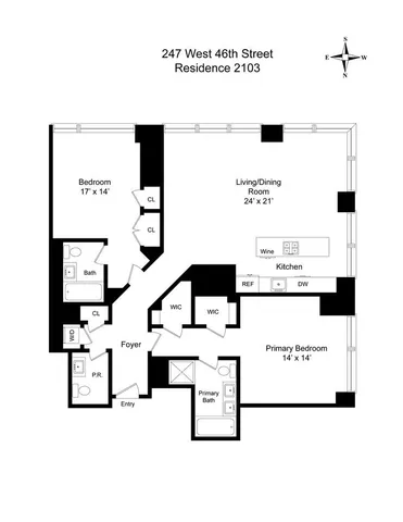 $2,295,000 | 247 West 46th Street, Unit 2103 | Theater District