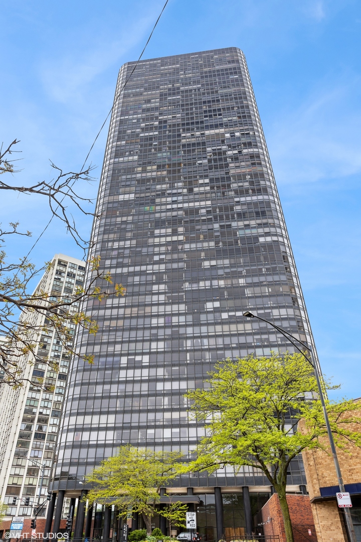 a view of a tall building