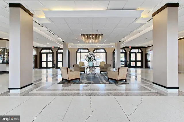 front view of building with a street