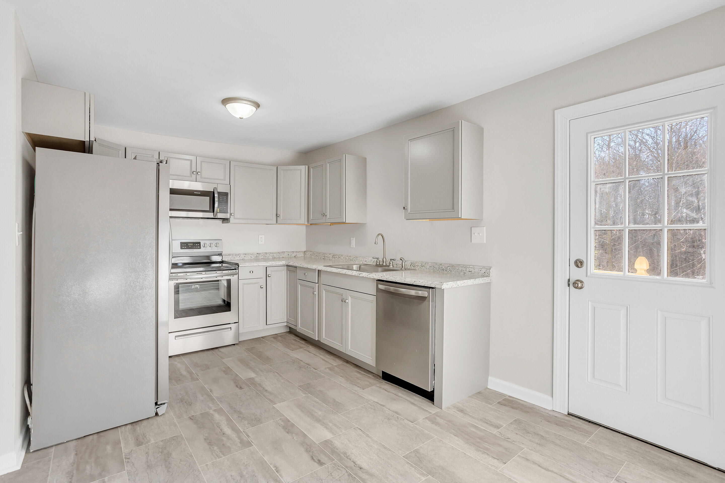 3757 Rutrough Road Southeast Roanoke, VA 24014 - Photo 10 of 42 a kitchen with white cabinets and white appliances