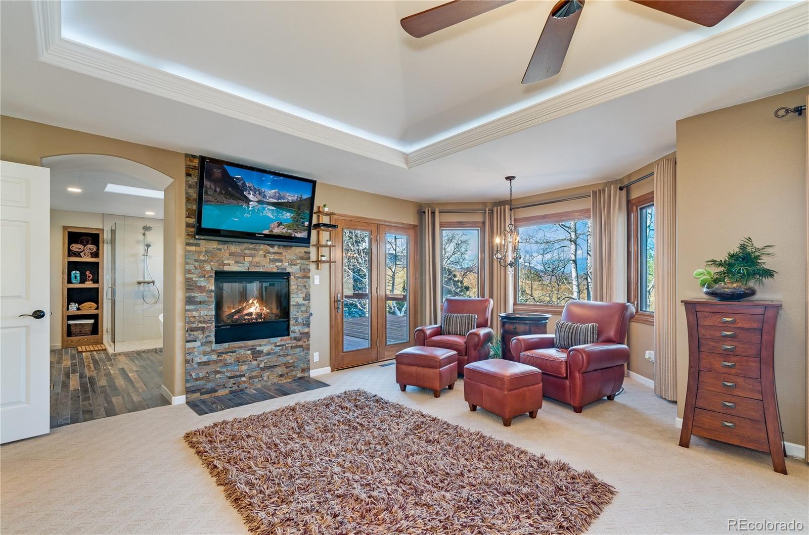 83 North Ranch Road Littleton, CO 80127 - Photo 21 of 35 a living room with furniture a rug and a fireplace