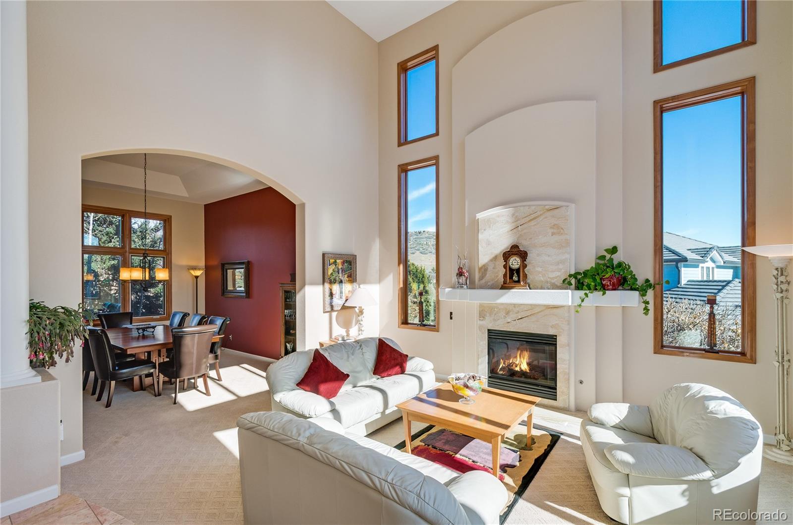 83 North Ranch Road Littleton, CO 80127 - Photo 7 of 35 a living room with furniture a fireplace and a potted plant