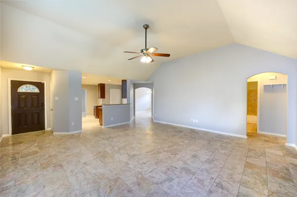 a view of a livingroom with a chandelier