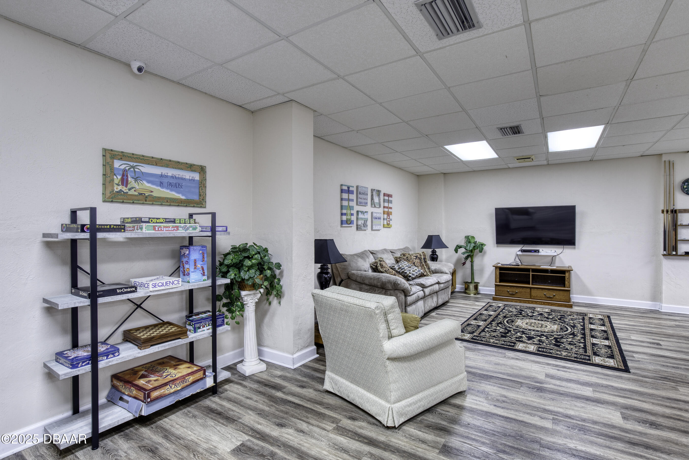 1415 Ocean Shore Boulevard, Unit 1010 Ormond Beach, FL 32176 - Photo 36 of 52 a living room with furniture and a flat screen tv
