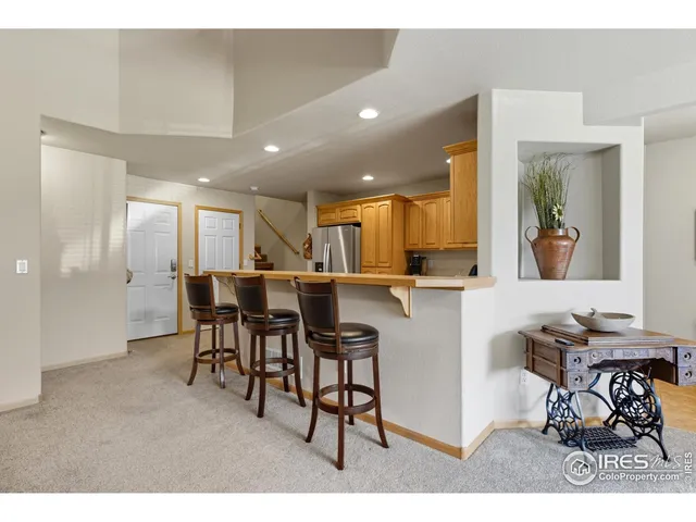 a view of a dining area with furniture