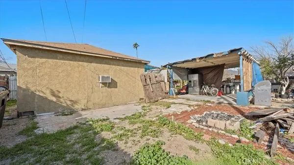 a view of a backyard with a slide